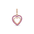 Life Love Hearts Pendant in Rose Gold Alloy with 18k Rose Gold Plating and Pink Stones