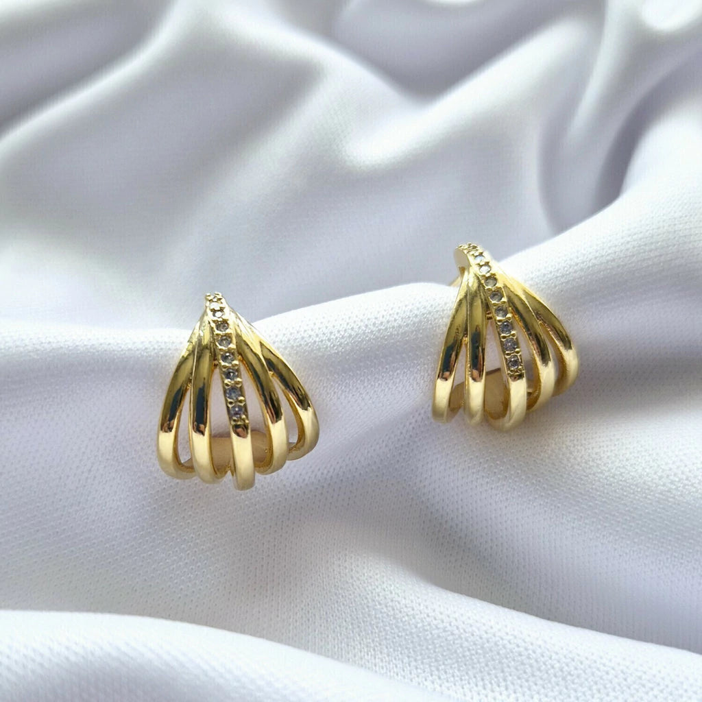 Five-Wrap Earrings, Smooth and Paved, Gold Plated 0 Questions